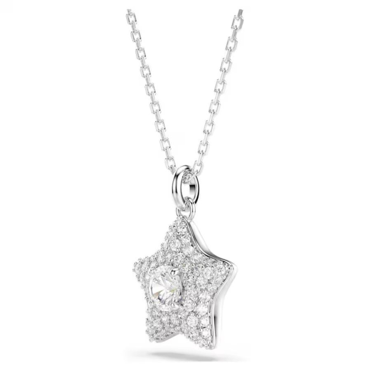 Sublima pendant Round cut, Star, White, Rhodium plated